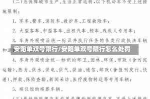 安阳单双号限行/安阳单双号限行怎么处罚