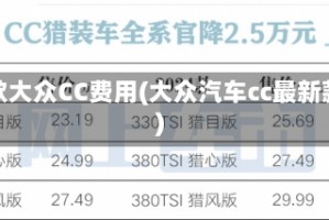 新款大众CC费用(大众汽车cc最新款)